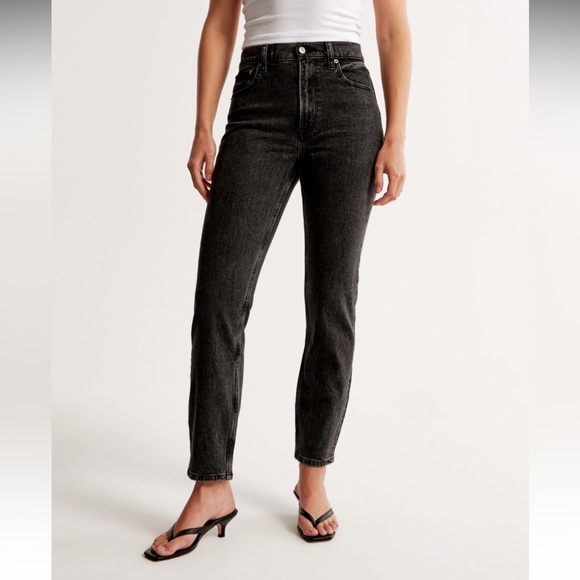 Abercrombie & Fitch High Rise Black Jeans Mom Jean Size 27 - Picture 1 of 5